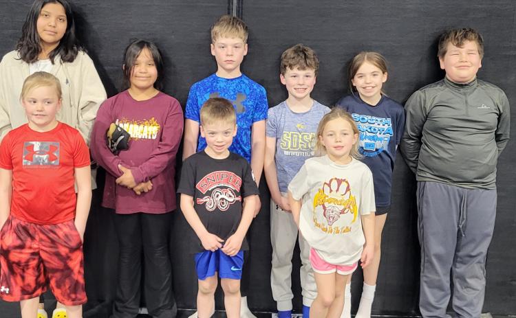 Webster Area AAU state wrestling qualifiers from back from left are Nowwa Williams/ Goedert, Lydia Williams/Goedert, Jett McClurg, Maddux McClurg, Finley Marco