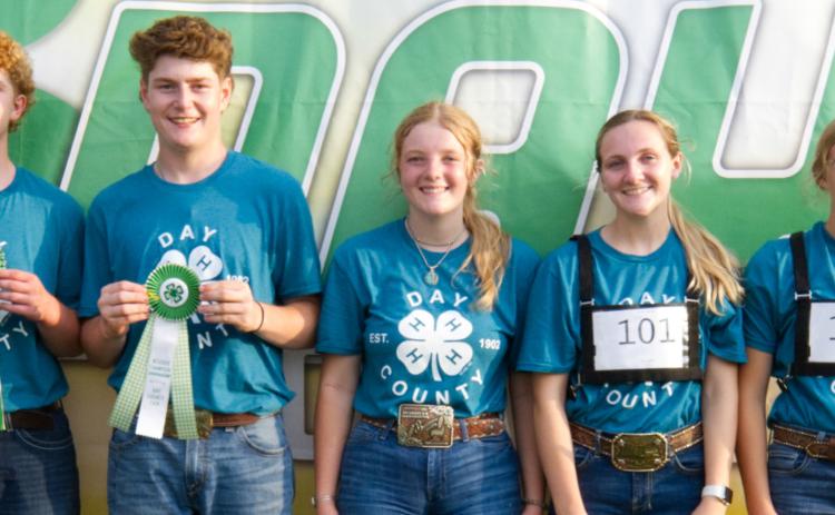 Senior swine showmanship placers at the Day County Fair Aug. 8 are, from left, grand champion Delaney Atherton, reserve champion Caleb Gaikowski, third place Mackenzie Atherton, fourth place Allison Meland and fifth place Brooke Meland. Reporter &amp; Farmer | Leyton Beardslee