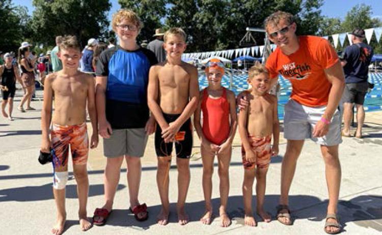 Webster Tigerfish attended the State A swim meet in Rapid City July 24-26. Five swimmers from Webster competed. From left, are Jonathan Fosheim, Casen Fish, Landen Lee, Corinne Olson, Harrison Fosheim and Coach Gavin Sannes. Reporter &amp; Farmer | Subscriber snapshot