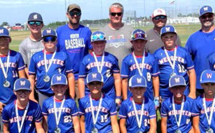 Webster 10U baseball team particpated in the VFW 10U State Tournament July 24-26 and placed second. From front, Brayson Breske, Brody Christensen, Kolden Erickson, Kannon Kwasniewski, Rally Hendrickson, Nolan Rasmus, Nash Keller; middle, Hunter Swenson, Riley Zimmerman, Teagen Schmidt, Cooper Steiner, Landry Lesnar, Jett McClurg; back, Katie Rasmus, Dillon Rasmus, Ryan Rasmus, Paul Schmidt, Jerry Lesnar and Tanner Christensen. Reporter &amp; Farmer | Subscriber snapshot