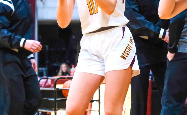 Webster Area sophomore Georgia Vergeldt set a girls school record by hitting six three-pointers during the team’s 62-39 victory over Britton-Hecla Braves Jan. 19 in Britton. Vergeldt (10) pictured Dec. 29 warms up before a Bearcat girls varsity basketball game at Webster Armory. Her statistics from the record setting game include going six of six from three and two of two on two-pointers for a combined 22 points. Reporter &amp; Farmer | file photo, Leyton Beardslee