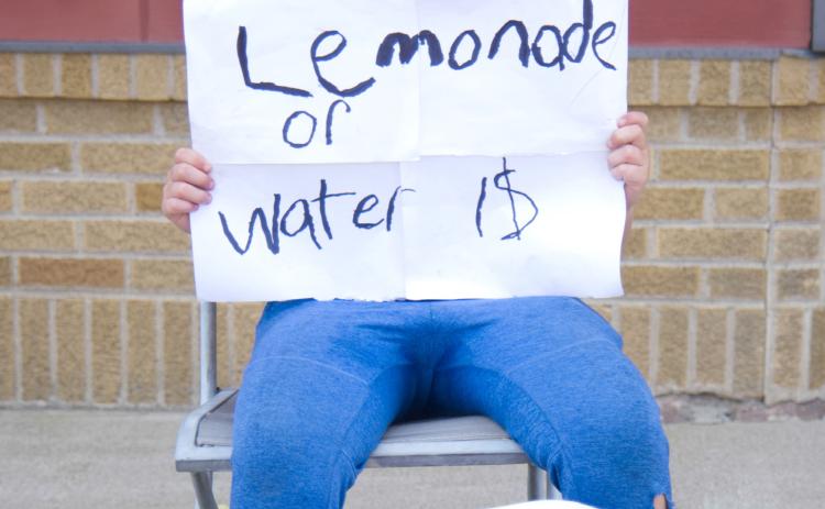 Dylan Ellis, age 11, son of Mike and Tami Ellis of Webster sells lemonade and water on the south end of Main St. in Webster Aug. 19. Ellis said he is saving up for a four-wheeler and had raised over $100 so far. Reporter &amp; Farmer | Leyton Beardslee