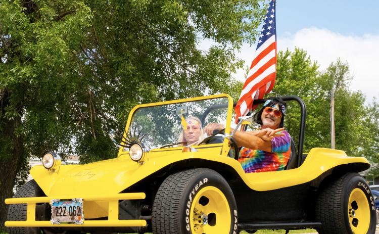 Parade participants, Vicki and Mark Kampa of Webster ride in their dune buggy July 19 at Waubay Fun Fest. The parade featured hippie and 1970s themed decorations for the festival’s feelin’ the vibe theme. Reporter & Farmer | Leyton Beardslee
