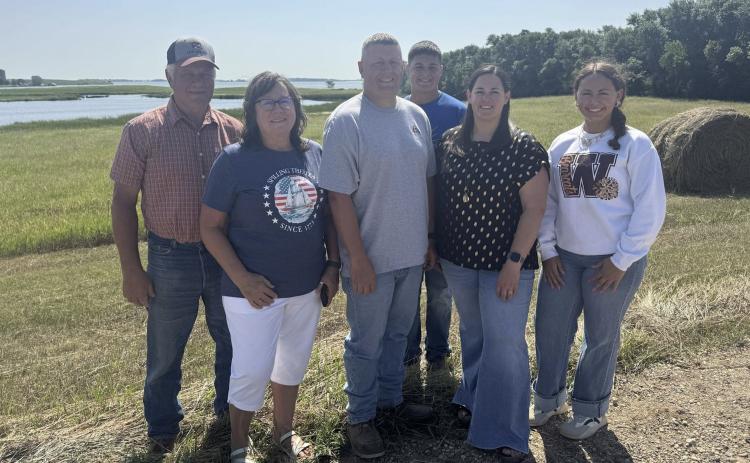 The Rumpca family on their farm near Webster: from left, Mike, Sandy, Tyler, Chelsy, Lennox and Jocelyn. Reporter &amp; Farmer | subscriber snapshot