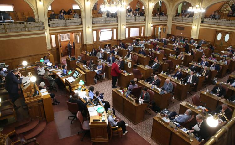 The South Dakota House of Representatives meets at the Capitol in Pierre Feb. 10. Reporter &amp; Farmer | South Dakota Searchlight, Makenzie Huber