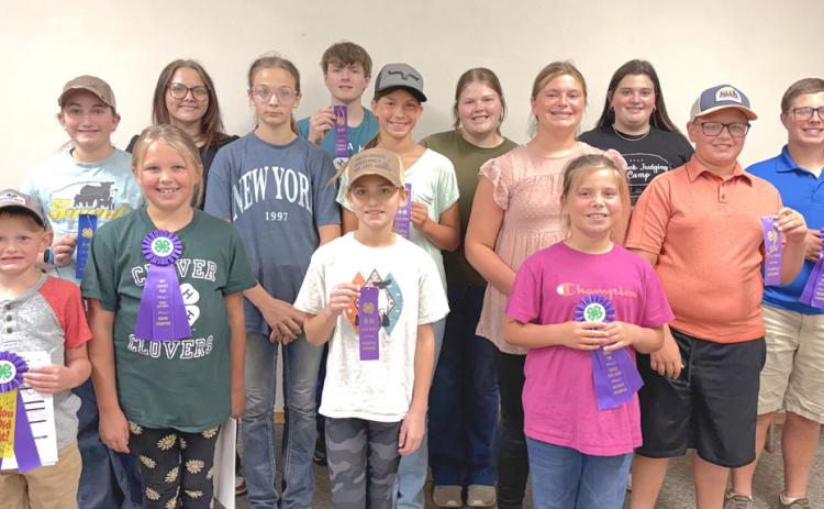 Day County 4-H Special Foods was held at St. John’s Lutheran Church July 21. Sixteen Day County and three Clark County youth competed in the Special Foods competition. From left, Ollie Siglin, Addy Siglin, Ava Larson, Abby Zirbel; middle, Cora Larson Raelee Ellingson, Kallie Zirbel, Aliyah Zirbel, Collin Zirbel; back, Lola Wells, Carson Fischer, Kelsey Fischer, Adaline Larson and Parker Zirbel. Not pictured are Cort Paulson and Henry Paulson. Reporter &amp; Farmer | Subscriber snapshot